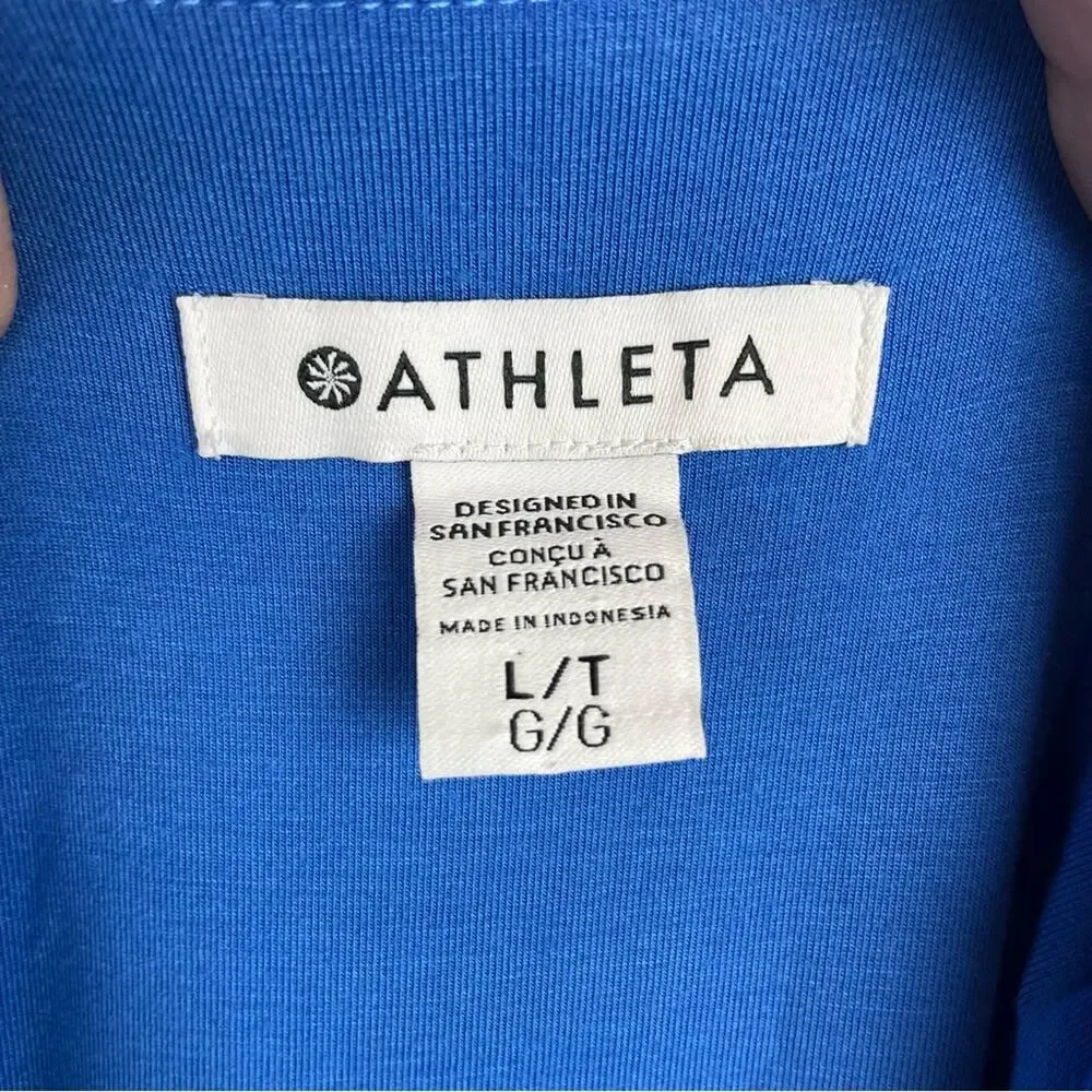 Athleta Blue Sleeveless Stretch Knit Crew Neck Midi Athletic Athleisure Dress Lg - Picture 7 of 9